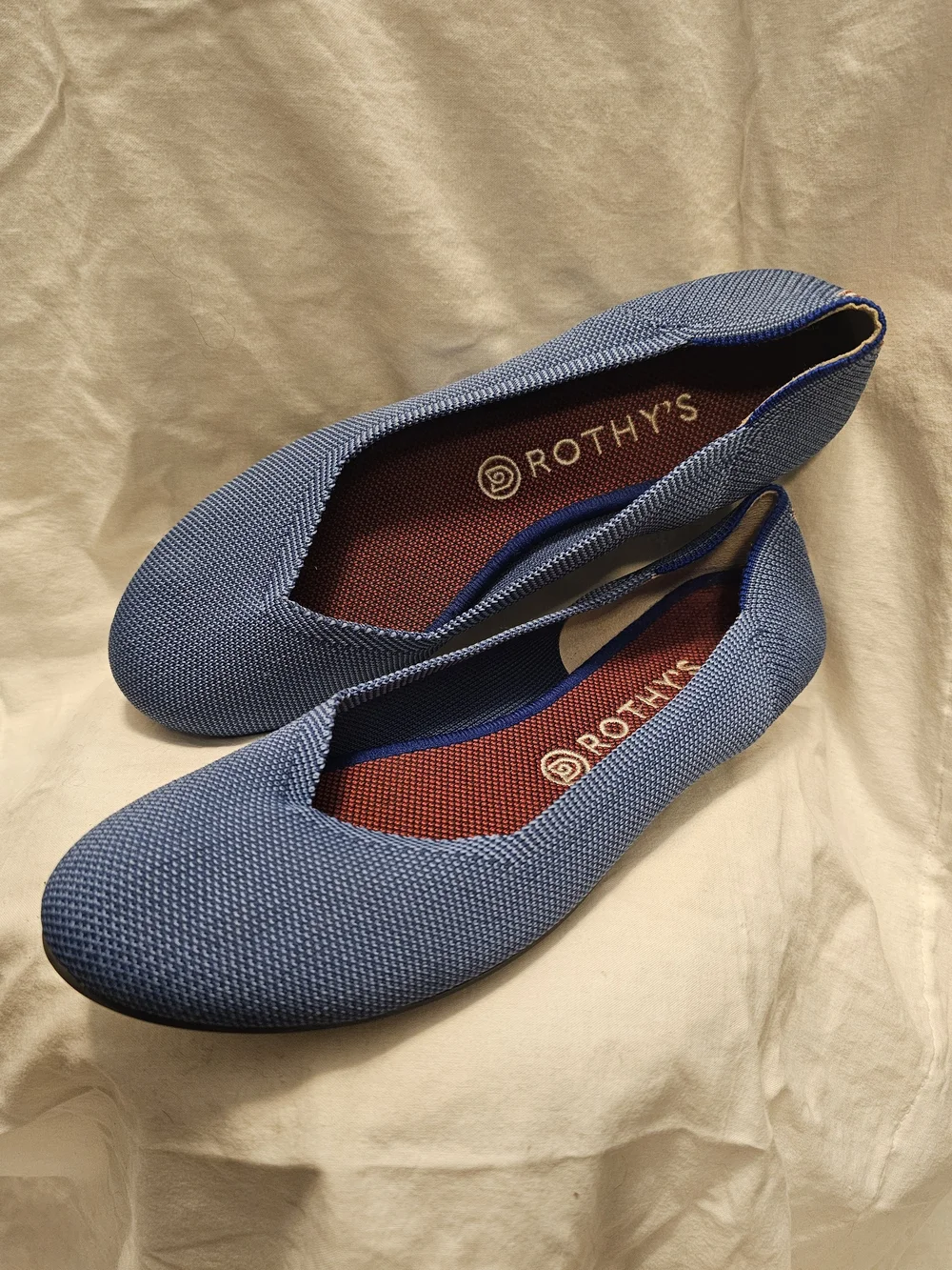 Rothy's Women's Blue Mini Striped Knit Ballet Flats